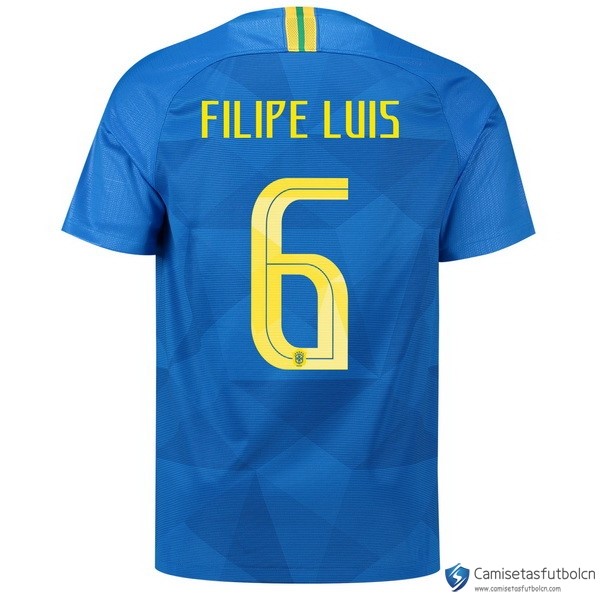 Camiseta Seleccion Brasil Segunda equipo Filipe Luis 2018 Azul